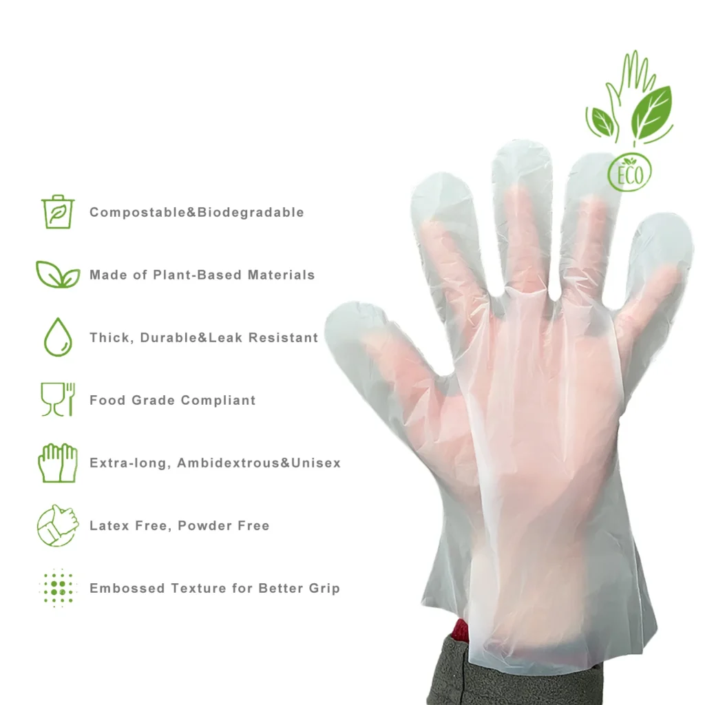 Guantes desechables compostables - Ecológicos, aptos para uso alimentario